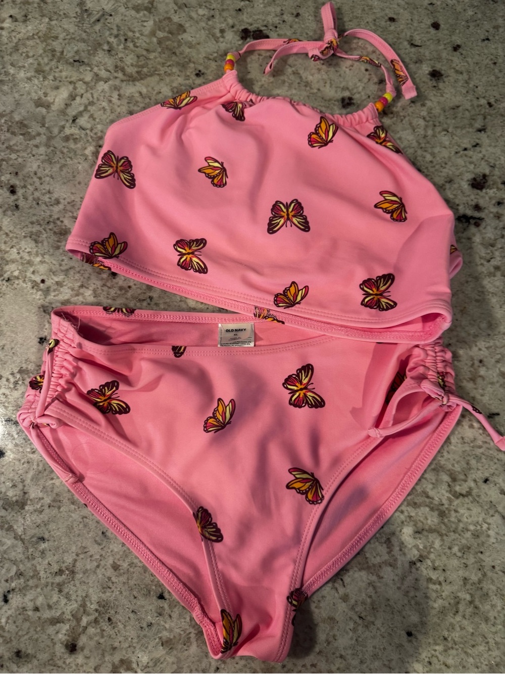 Old Navy Pink Butterfly Print Girls' Two-Piece Swimsuit